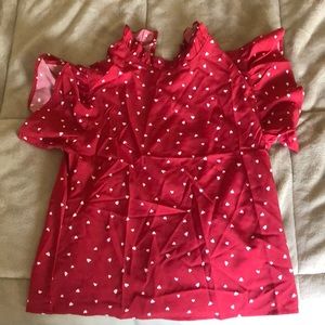 Red shirt with ruffle sleeves